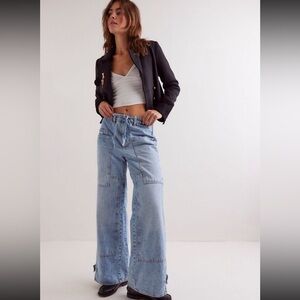 Free People Light Blue Wide Leg Jeans